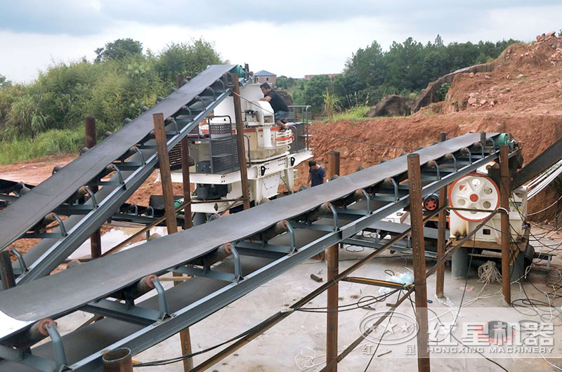 細(xì)鄂破機(jī)+沖擊式破碎機(jī)，破碎花崗巖